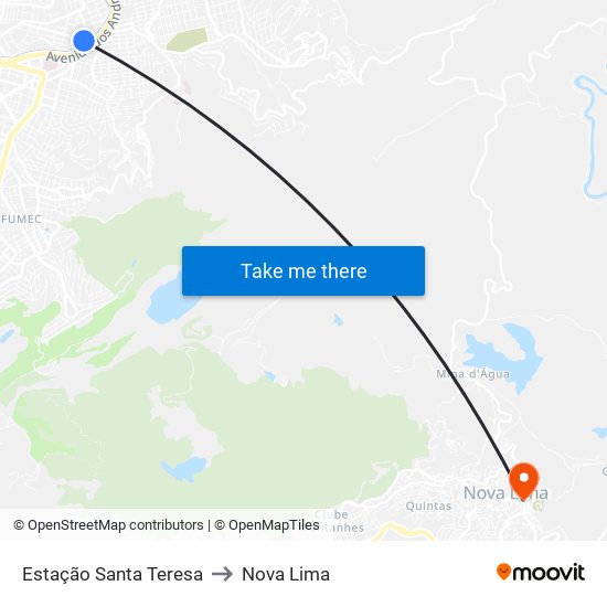 Estação Santa Teresa to Nova Lima map