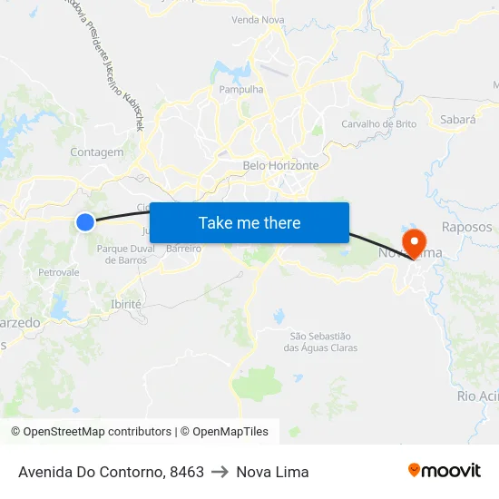 Avenida Do Contorno, 8463 to Nova Lima map