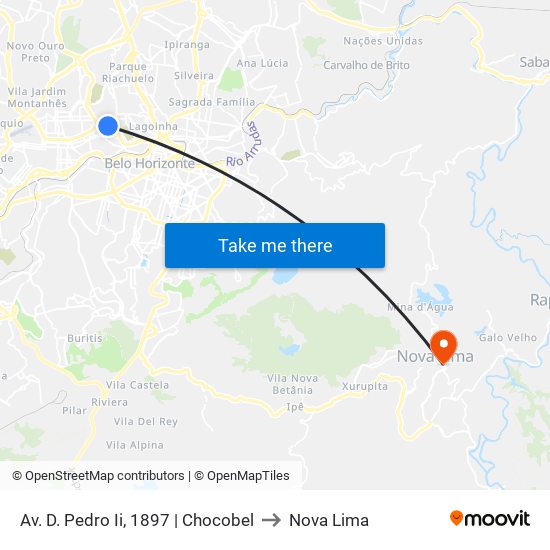 Av. D. Pedro Ii, 1897 | Chocobel to Nova Lima map