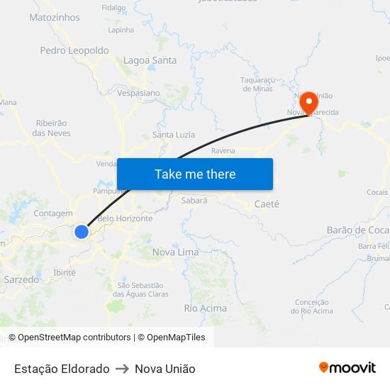 Estação Eldorado to Nova União map