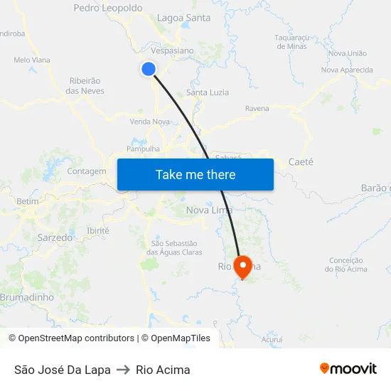 São José Da Lapa to Rio Acima map
