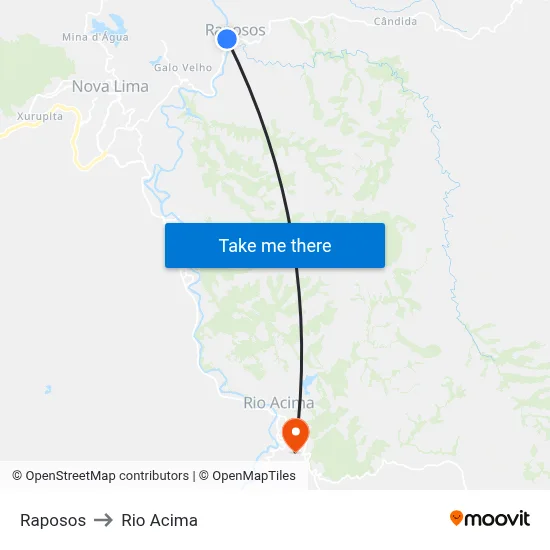 Raposos to Rio Acima map