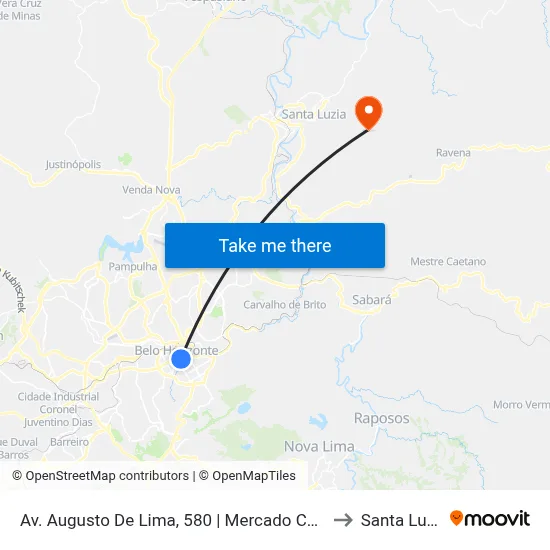 Av. Augusto De Lima, 580 | Mercado Central to Santa Luzia map