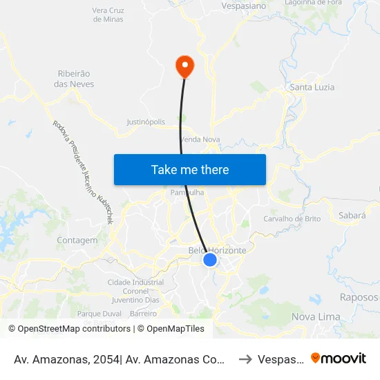 Av. Amazonas, 2054| Av. Amazonas Com Barbacena 3 to Vespasiano map