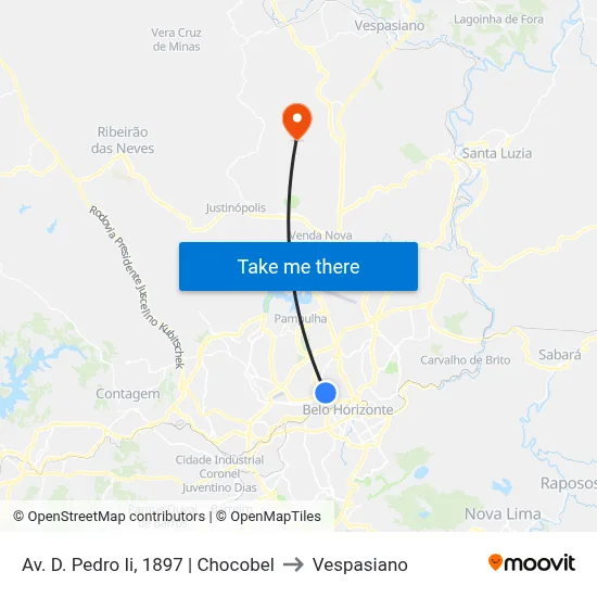 Av. D. Pedro Ii, 1897 | Chocobel to Vespasiano map