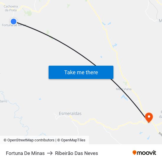 Fortuna De Minas to Ribeirão Das Neves map