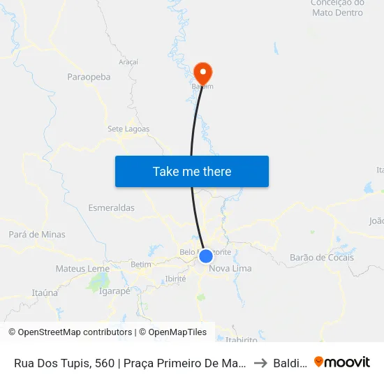 Rua Dos Tupis, 560 | Praça Primeiro De Maio 2 to Baldim map