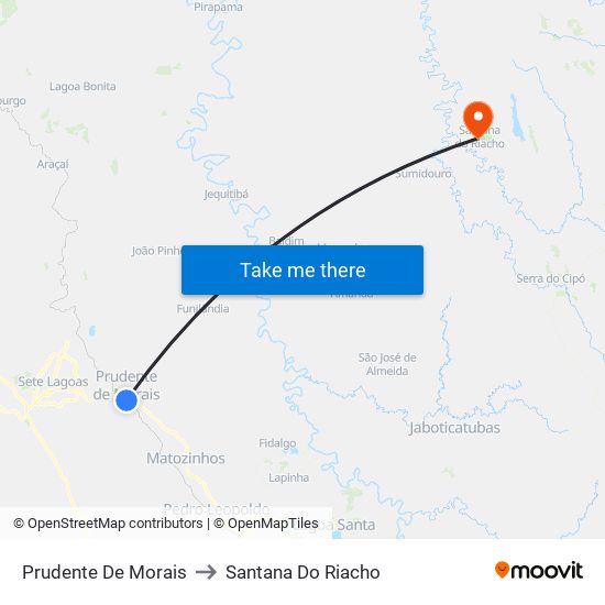 Prudente De Morais to Santana Do Riacho map