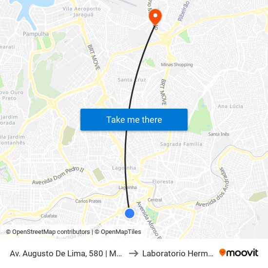 Av. Augusto De Lima, 580 | Mercado Central to Laboratorio Hermes Pardini map