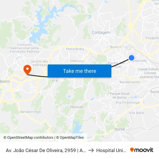 Av. João César De Oliveira, 2959 | Antes Do Antigo Iria Diniz to Hospital Unimed Betim map