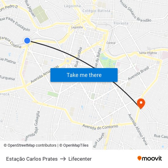 Estação Carlos Prates to Lifecenter map