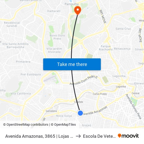 Avenida Amazonas, 3865 | Lojas De Veículos to Escola De Veterinária map