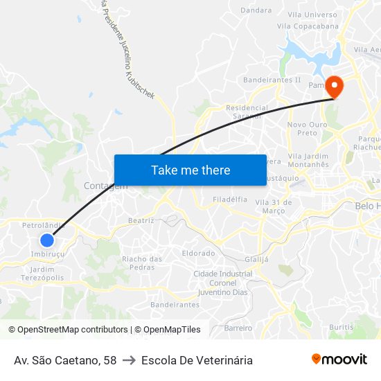 Av. São Caetano, 58 to Escola De Veterinária map