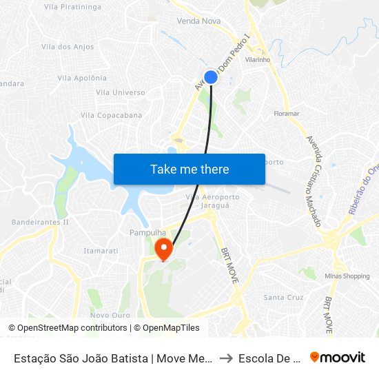 Estação São João Batista | Move Metropolitano - Sentido Centro to Escola De Veterinária map