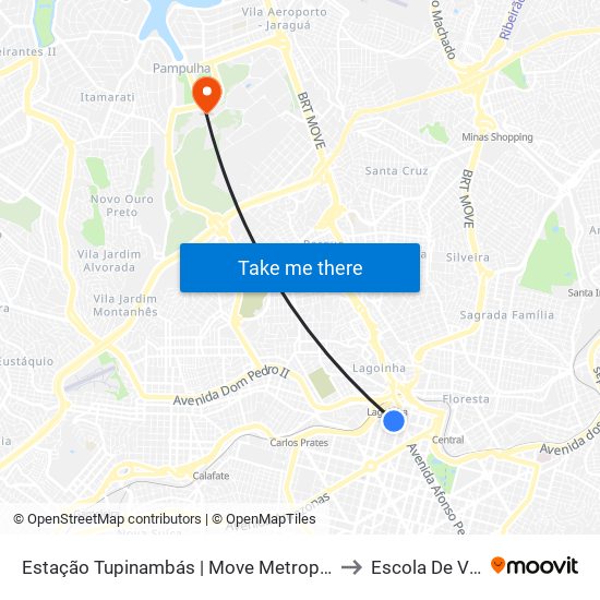 Estação Tupinambás | Move Metropolitano - Plataforma 1 A to Escola De Veterinária map