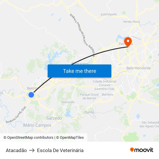 Atacadão to Escola De Veterinária map