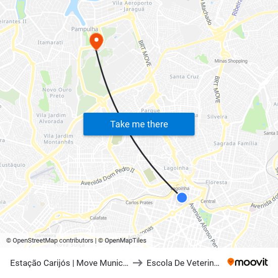 Estação Carijós | Move Municipal to Escola De Veterinária map