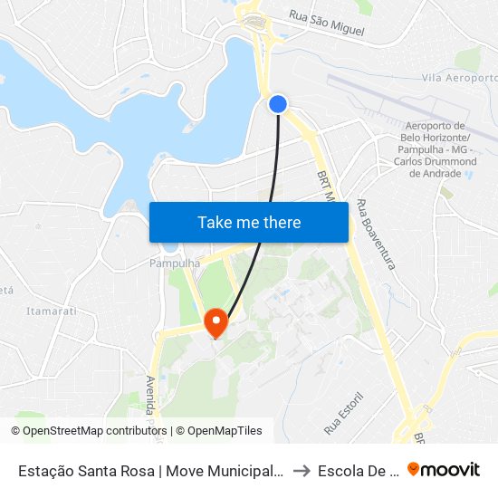 Estação Santa Rosa | Move Municipal - Plataforma B2 - Sentido Bairro to Escola De Veterinária map