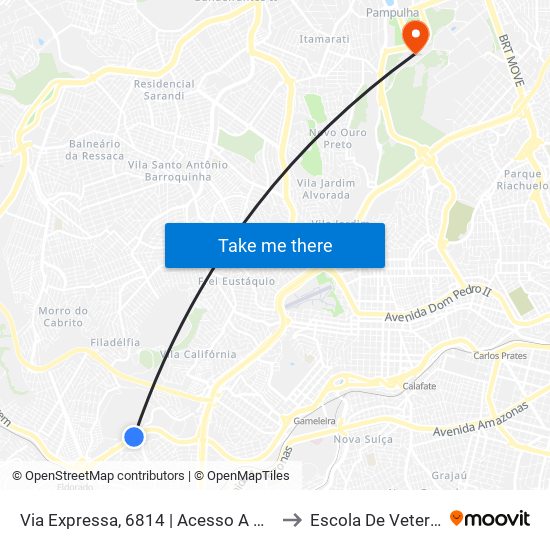 Via Expressa, 6814 | Acesso A Arena Mrv to Escola De Veterinária map