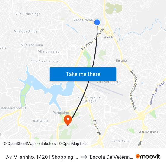 Av. Vilarinho, 1420 | Shopping Norte to Escola De Veterinária map
