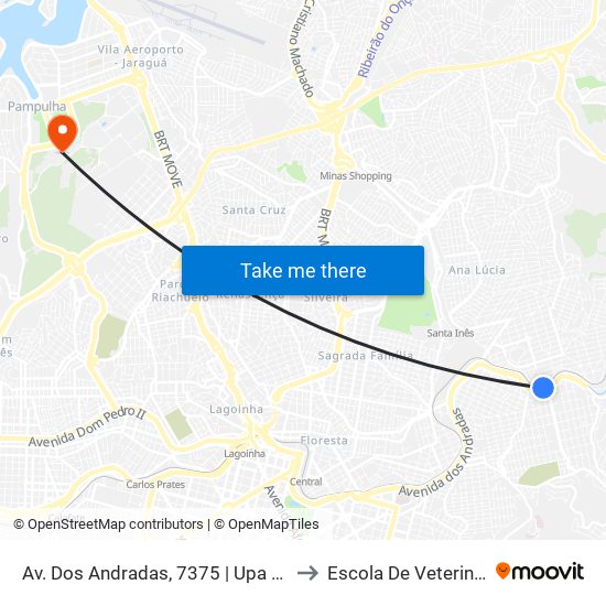 Av. Dos Andradas, 7375 | Upa Leste to Escola De Veterinária map