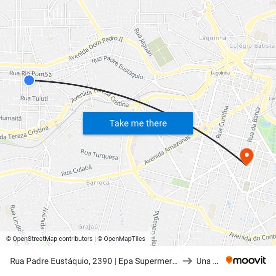 Rua Padre Eustáquio, 2390 | Epa Supermercados E Oposto A Igreja Padre Eustáquio to Una Aimorés map