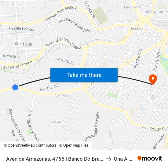 Avenida Amazonas, 4766 | Banco Do Brasil/Drogaria Araújo to Una Aimorés map