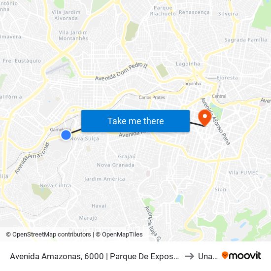 Avenida Amazonas, 6000 | Parque De Exposições Da Gameleira/Expominas E Oposto Ao Cefet-Mg Campus VI to Una Aimorés map
