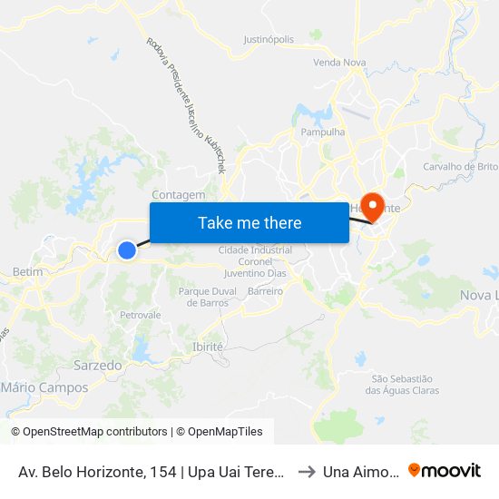 Av. Belo Horizonte, 154 | Upa Uai Teresópolis to Una Aimorés map