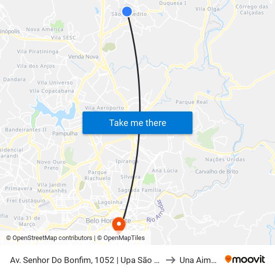 Av. Senhor Do Bonfim, 1052 | Upa São Benedito to Una Aimorés map