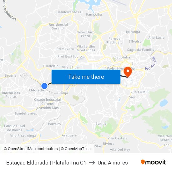 Estação Eldorado | Plataforma C1 to Una Aimorés map