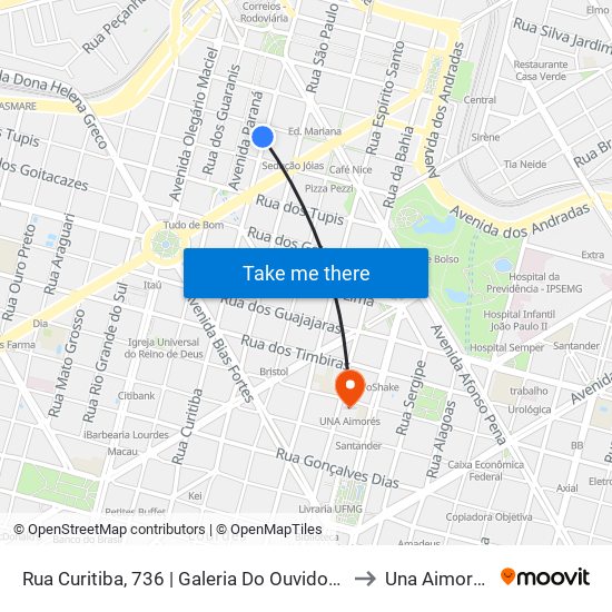 Rua Curitiba, 736 | Galeria Do Ouvidor 3 to Una Aimorés map