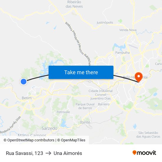 Rua Savassi, 123 to Una Aimorés map