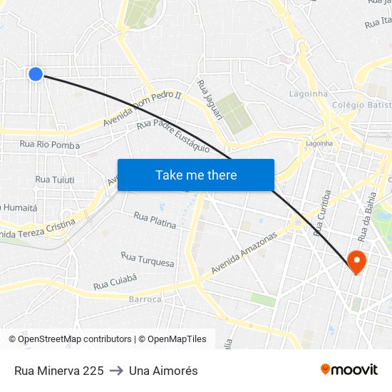 Rua Minerva 225 to Una Aimorés map