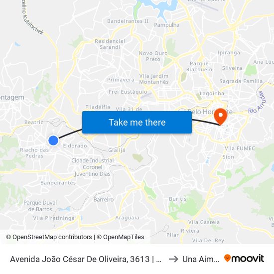 Avenida João César De Oliveira, 3613 | Lindolar Baby to Una Aimorés map