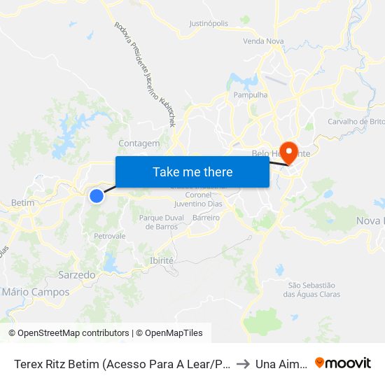 Terex Ritz Betim (Acesso Para A Lear/Paulo Camilo) to Una Aimorés map