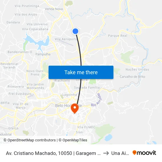 Av. Cristiano Machado, 10050 | Garagem Auto Omnibus Floramar to Una Aimorés map