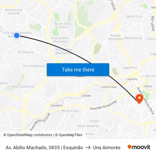 Av. Abílio Machado, 3835 | Esquinão to Una Aimorés map