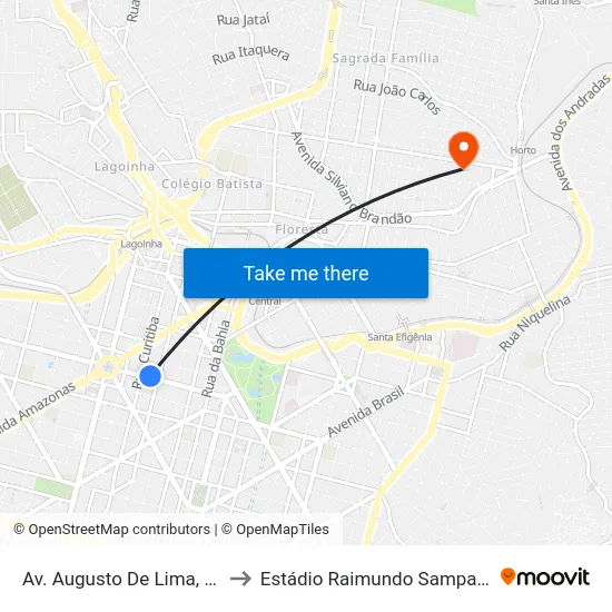 Av. Augusto De Lima, 580 | Mercado Central to Estádio Raimundo Sampaio (Arena Independência) map
