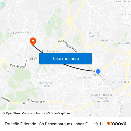 Estação Eldorado | Só Desembarque (Linhas Encerrando Viagem) to Una map