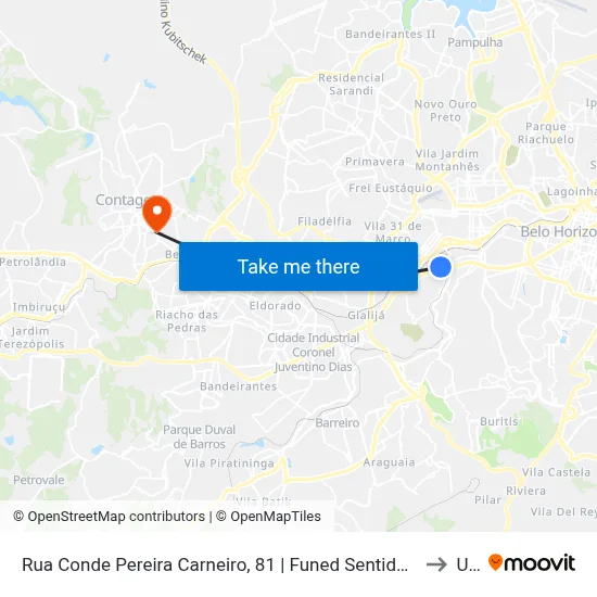 Rua Conde Pereira Carneiro, 81 | Funed Sentido Avenida Amazonas to Una map