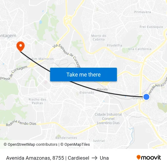 Avenida Amazonas, 8755 | Cardiesel to Una map