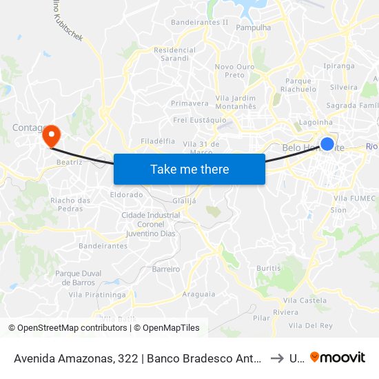 Avenida Amazonas, 322 | Banco Bradesco Antes Da Praça Sete to Una map