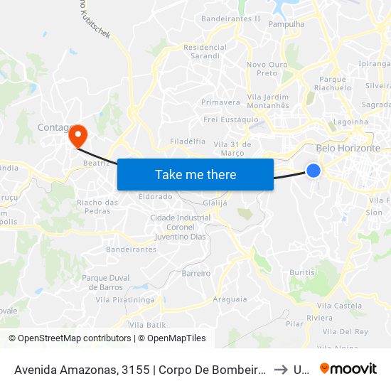 Avenida Amazonas, 3155 | Corpo De Bombeiros to Una map