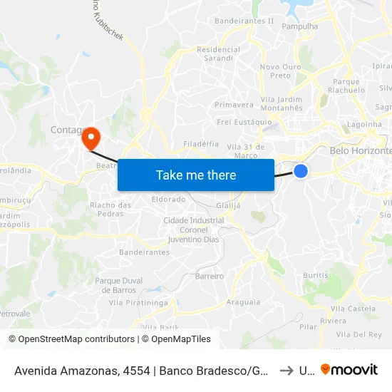 Avenida Amazonas, 4554 | Banco Bradesco/Garapão Nova Suíça to Una map