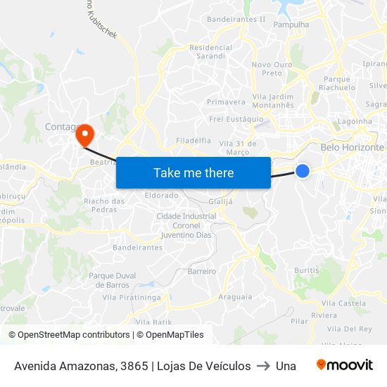 Avenida Amazonas, 3865 | Lojas De Veículos to Una map