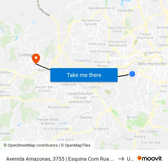 Avenida Amazonas, 3755 | Esquina Com Rua Japão 2 to Una map