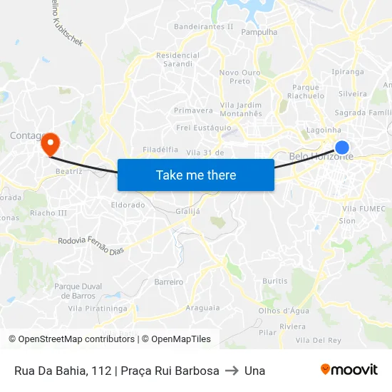 Rua Da Bahia, 112 | Praça Rui Barbosa to Una map