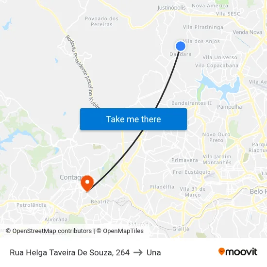 Rua Helga Taveira De Souza, 264 to Una map