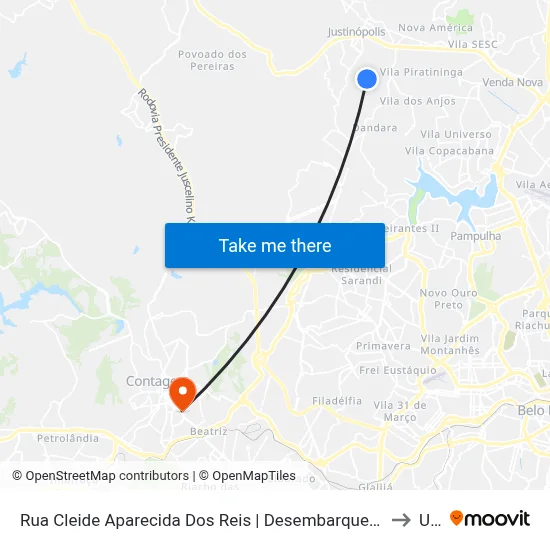 Rua Cleide Aparecida Dos Reis | Desembarque Ponto Final 616 to Una map